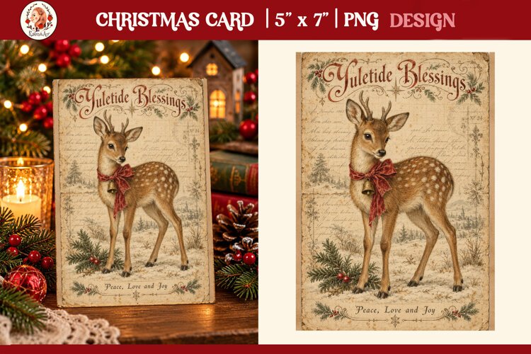 Vintage Christmas Card. Antique Christmas Postcard example image 1