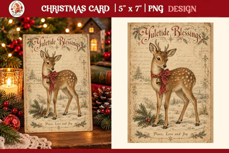 Vintage Christmas Card. Antique Christmas Postcard