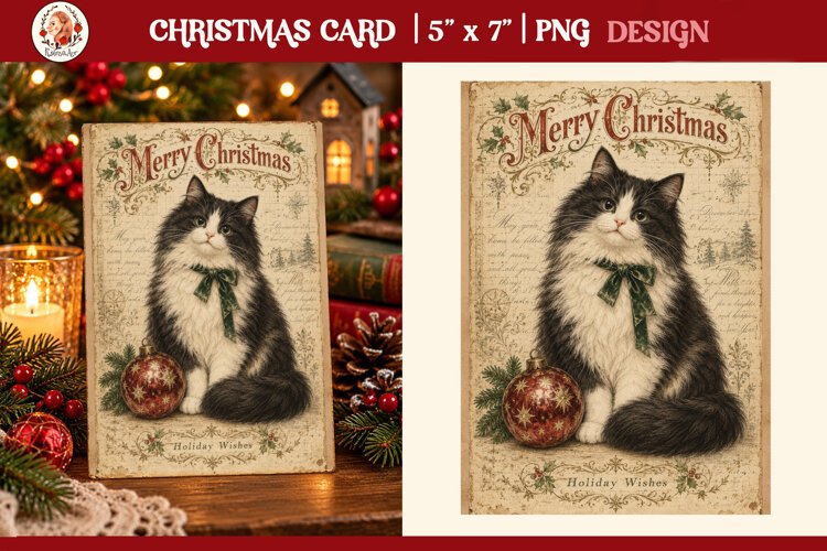 Vintage Christmas Card. Antique Christmas Postcard example image 1