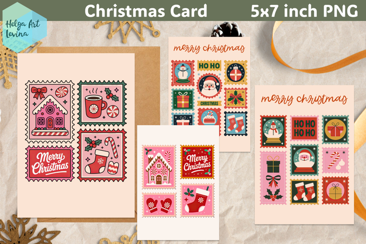 Christmas postage stamp Card