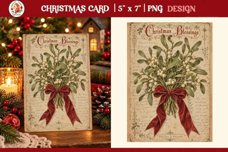 Vintage Christmas Card. Antique Christmas Postcard