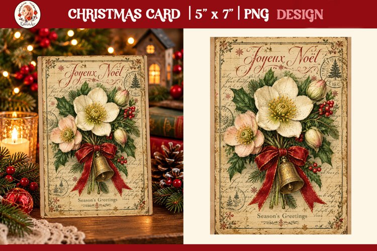 Vintage Christmas Card. Antique Christmas Postcard example image 1