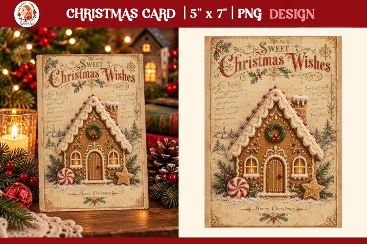 Vintage Christmas Card. Antique Christmas Postcard example image 1