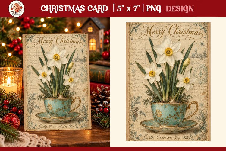 Vintage Christmas Card. Antique Christmas Postcard example image 1