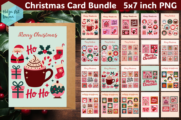 Christmas postage stamp Card Bundle