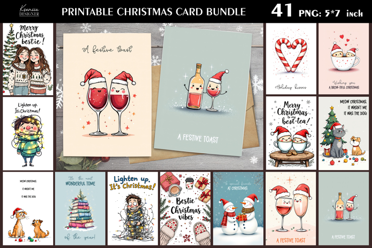 Funny Christmas Quotes|Printable Greeting Card Bundle