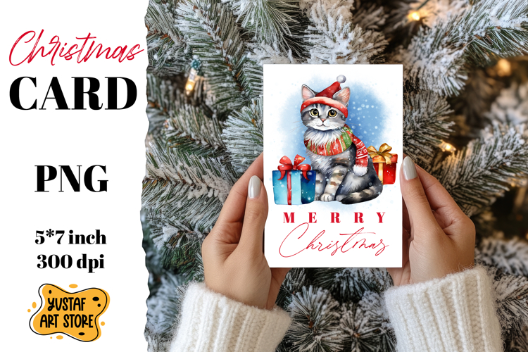 Cute Christmas cat card printable
