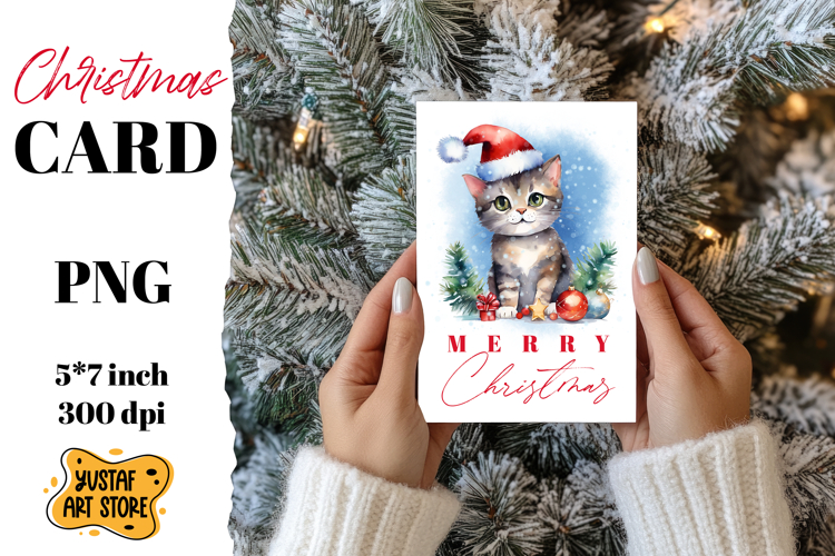 Cute Christmas cat card printable