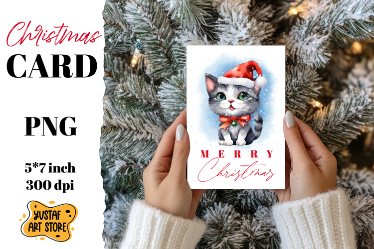 Cute Christmas cat card printable