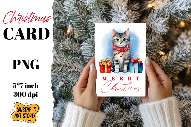 Cute Christmas cat card printable