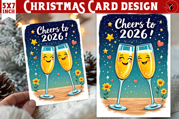 Cute Christmas Card | Christmas champagne