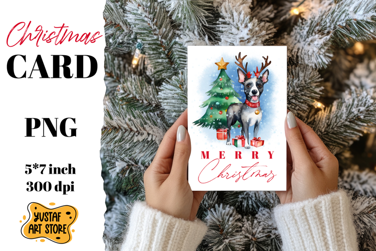 Cute Christmas dog card printable