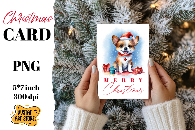 Cute Christmas dog card printable