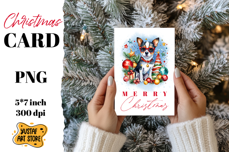 Cute Christmas dog card printable