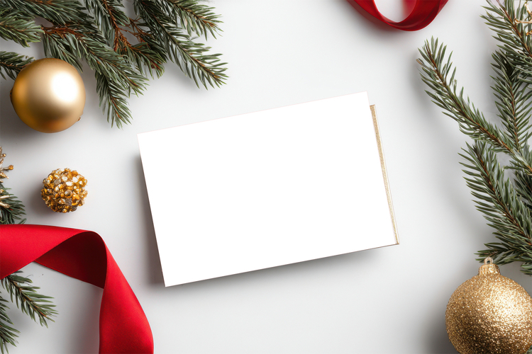 Christmas Greeting Card Mockup with Festive Decor