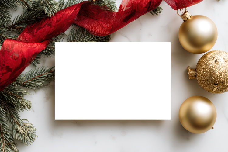 Christmas Greeting Card Mockup with Festive Decor