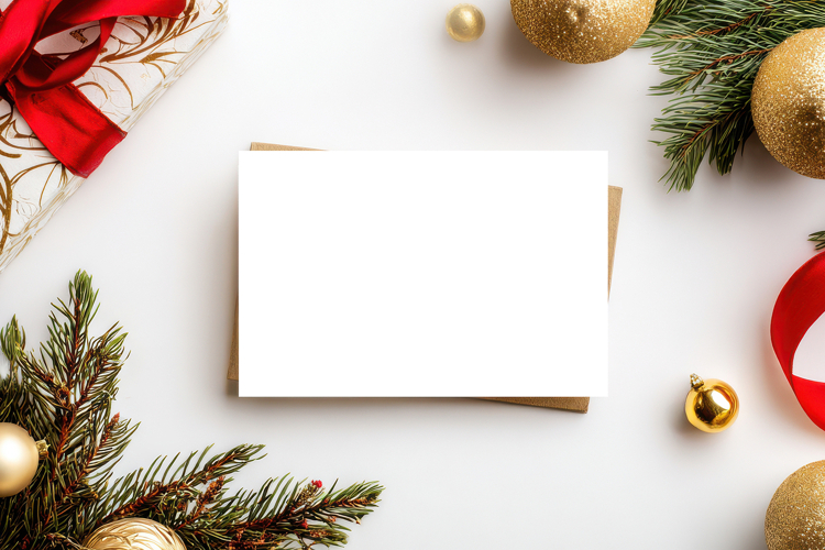 Christmas Greeting Card Mockup with Festive Decor
