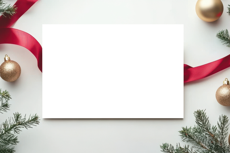 Christmas Greeting Card Mockup with Festive Decor