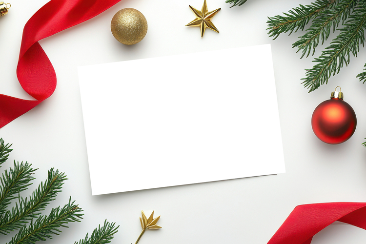 Christmas Greeting Card Mockup with Festive Decor