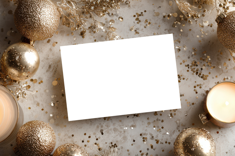 Christmas Greeting Card Mockup with Festive Decor