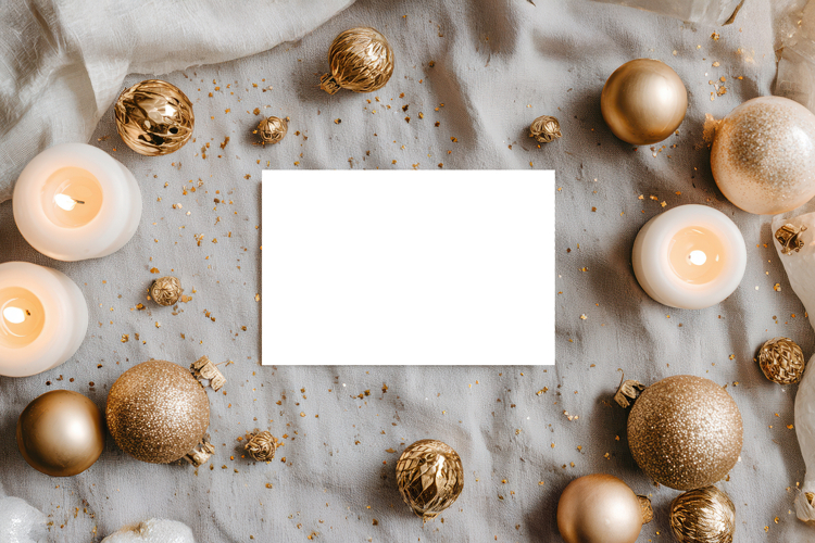 Christmas Greeting Card Mockup with Festive Decor