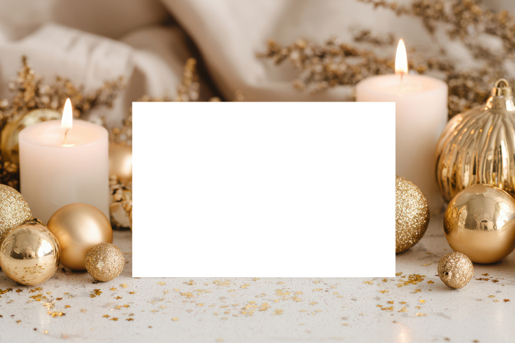 Christmas Greeting Card Mockup with Festive Decor