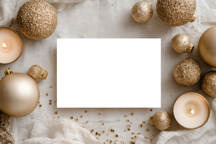 Christmas Greeting Card Mockup with Festive Decor