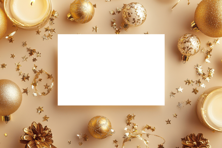 Christmas Greeting Card Mockup with Festive Decor