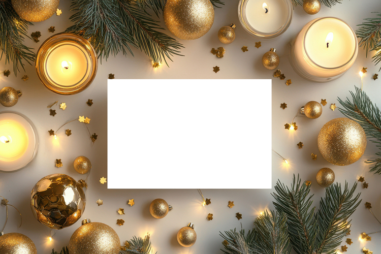 Christmas Greeting Card Mockup with Festive Decor