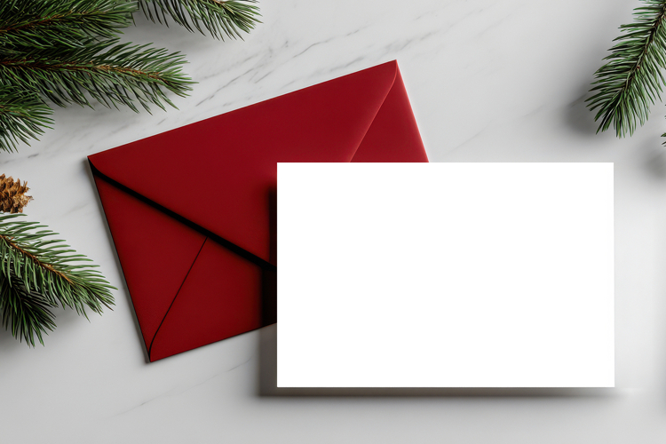 Christmas Greeting Card Mockup with Festive Decor