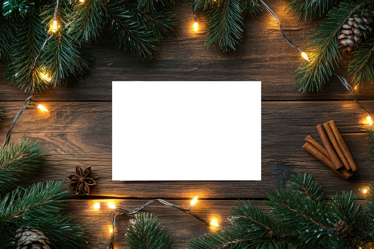 Christmas Greeting Card Mockup with Festive Decor