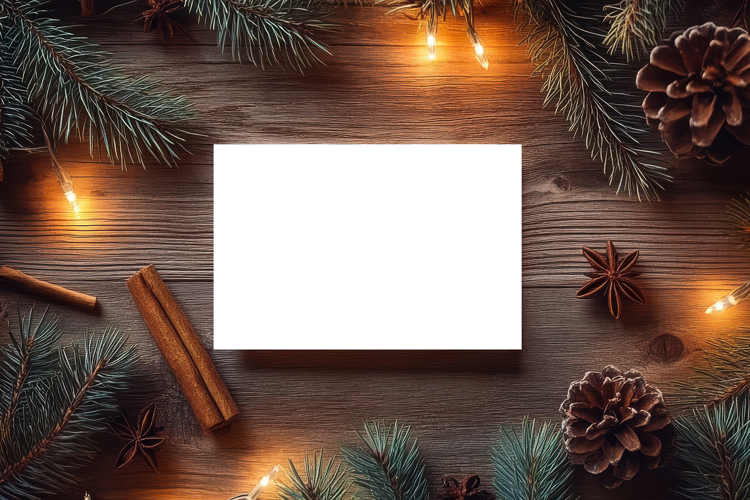 Christmas Greeting Card Mockup with Festive Decor