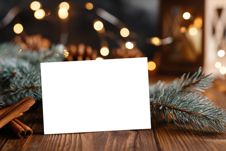 Christmas Greeting Card Mockup with Festive Decor