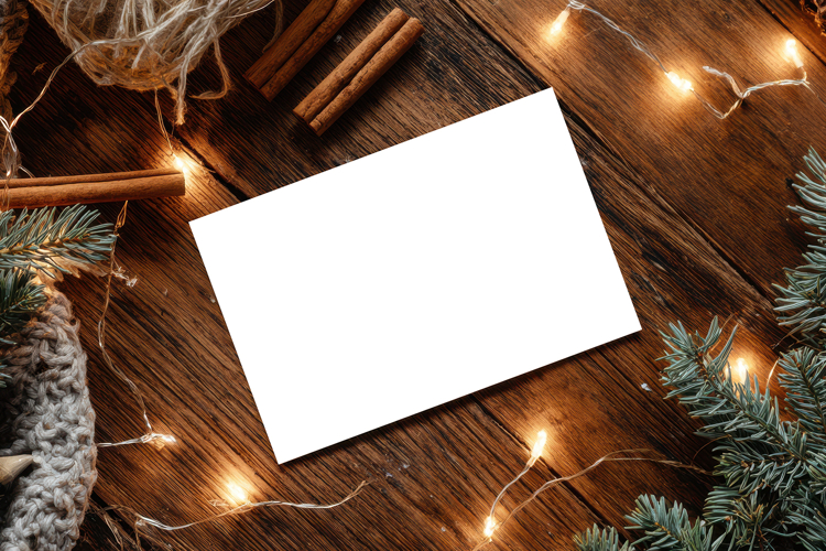 Christmas Greeting Card Mockup with Festive Decor
