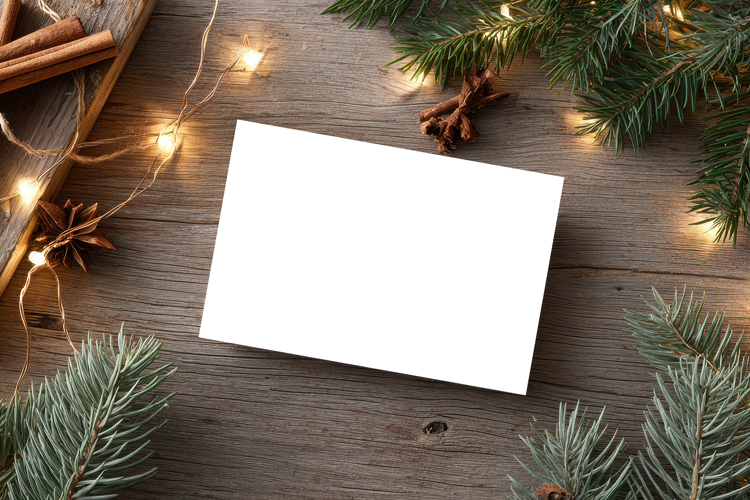 Christmas Greeting Card Mockup with Festive Decor