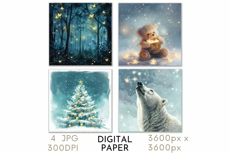 Christmas Card Paper Watercolor JPG