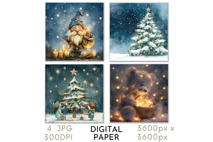 Christmas Card Paper Watercolor JPG