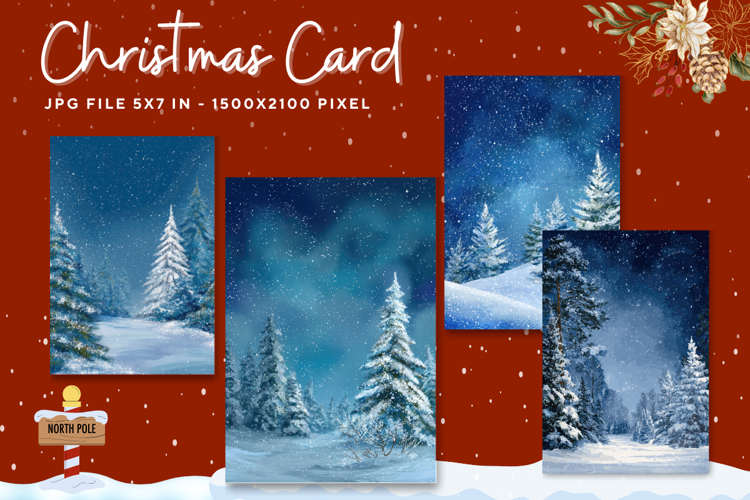 Merry Christmas Card Vintage Winter Snow Greeting Card_21