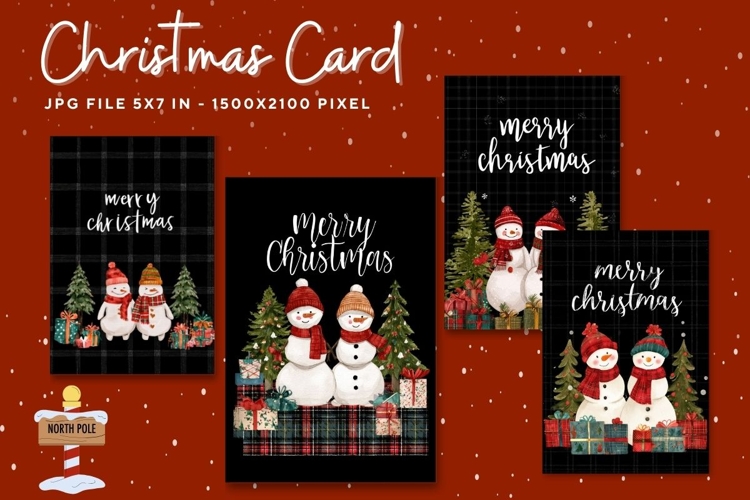 Merry Christmas Card Vintage Winter Snow Greeting Card_8