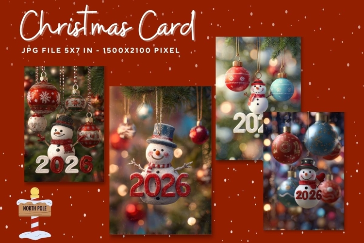 Merry Christmas Card Vintage Winter Snow Greeting Card_15