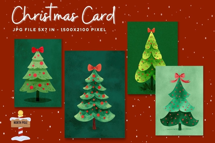 Merry Christmas Card Vintage Winter Snow Greeting Card_2