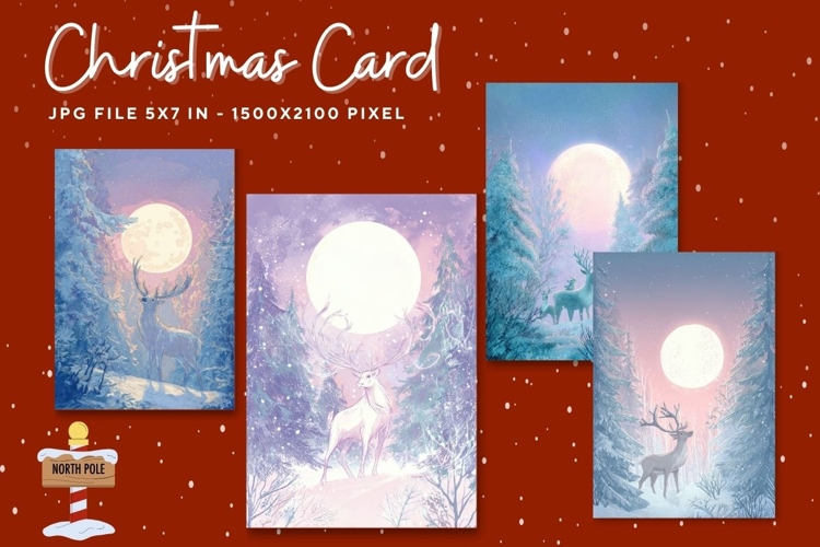 Merry Christmas Card Vintage Winter Snow Greeting Card_2