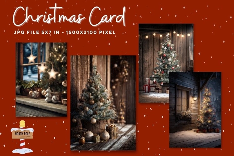 Merry Christmas Card Vintage Winter Snow Greeting Card_16