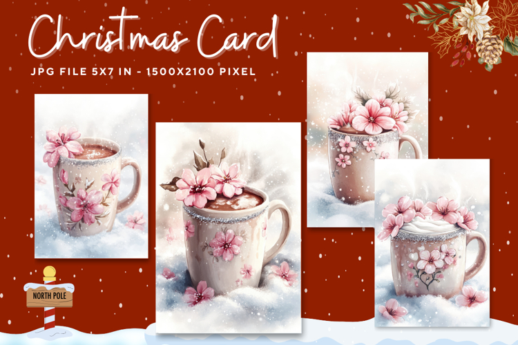 Merry Christmas Card Vintage Winter Snow Greeting Card_36
