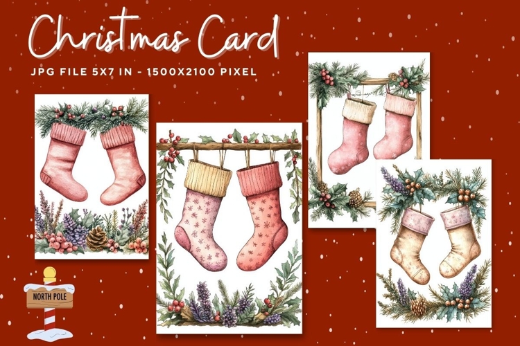 Merry Christmas Card Vintage Winter Snow Greeting Card_13