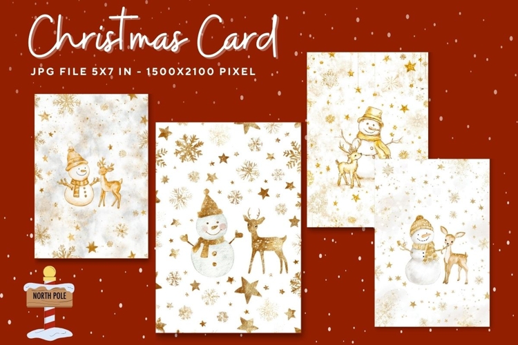 Merry Christmas Card Vintage Winter Snow Greeting Card_9