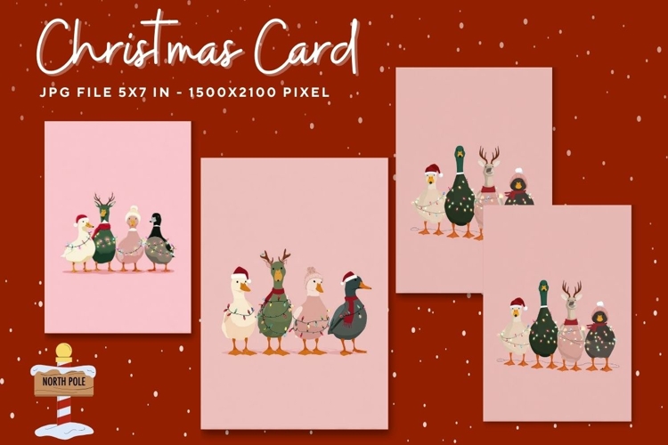 Merry Christmas Card Vintage Winter Snow Greeting Card_1