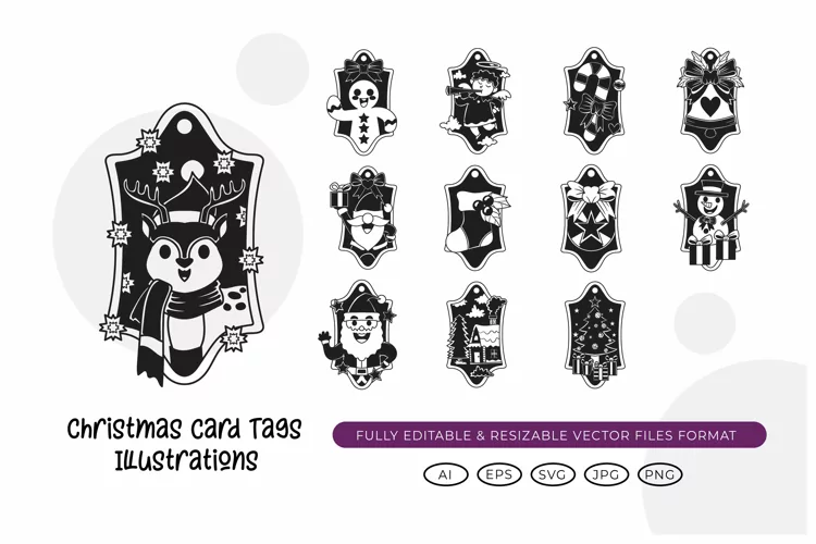 Christmas Card Tags Illustrations