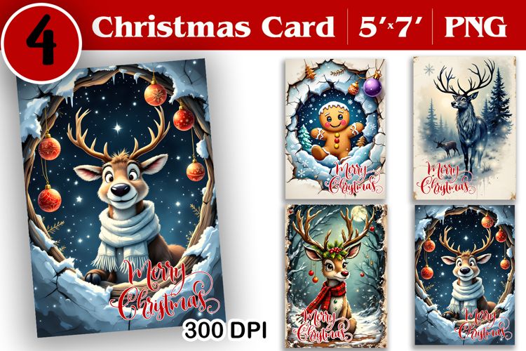 Merry Christmas Card. Printable cards. Deer christmas card