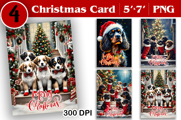 Merry Christmas Card. Printable cards. Dog christmas card